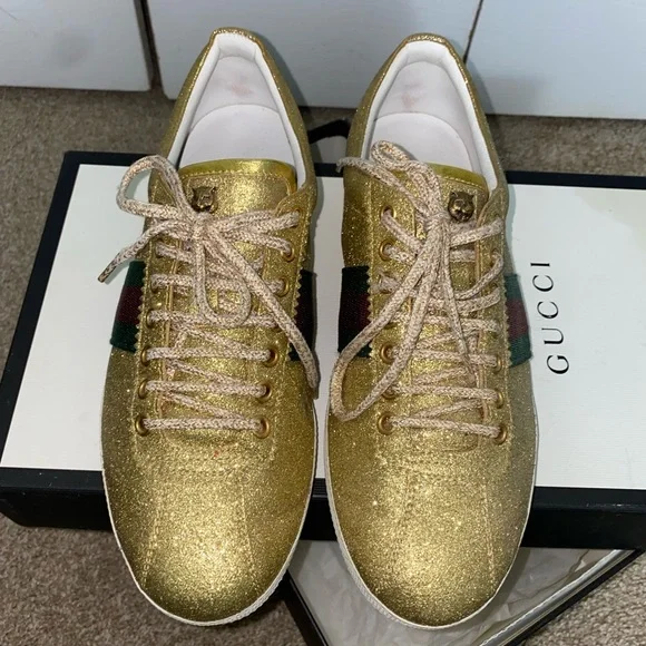 Gucci Gold Mens Sparkle Gucci Shoes Gucci Shoes Authentic Gucci